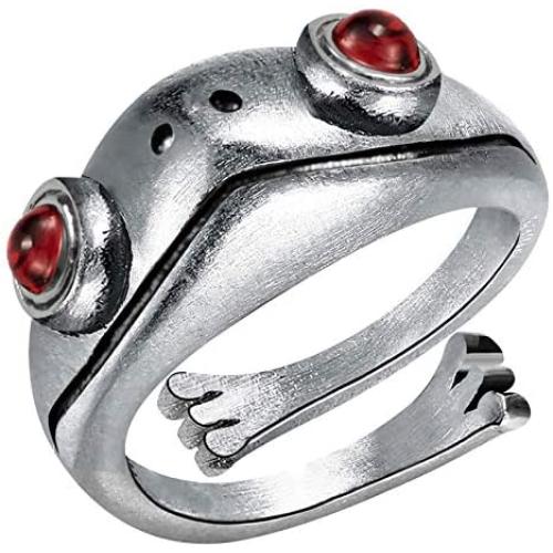Fashion Frog Rings Silver Cute Animal Finger Frog Open Ring for Women Girls Boys Party Jewelry Gifts