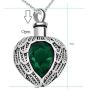 JMQJewelry Angel Wing Birthstone Memorial Urn Necklace Stainless Steel Waterproof Cremation Jewelry
