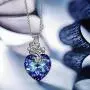 PAULINE&MORGEN ✦ Stay for Love ✦ Valentines Day Necklace Gifts for Her Love Heart Shaped Necklace for Women Girls with Bermuda Blue Crystal from Swarovski Heart of Ocean Jewelry