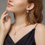 BAMOER 18K Rose Gold Plated Cubic Zirconia Snowflake Lever Back Earrings Necklace Set for Women CZ Jewelry Set