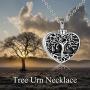 ONEFINITY Sterling Silver Tree of Life Cremation Urn Necklaces for Ashes Heart Memory Jewelry for Women Men Gift