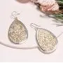 Bohemian Gold & Silver Two Tone Floral Filigree Big Tear Drop Earrings Bohemian Gold & Silver Two Tone Floral Filigree Big Tear Drop Earrings