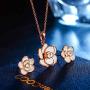 AllenCOCO Jewelry Set Rose Gold Plated Women Flower Earrings and Necklace Set for Women Girls Hypoallergenic Jewelry