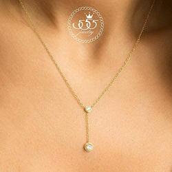555Jewelry Womens Stainless Steel Lariat Y Drop Layer Round CZ Pendant Necklace