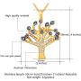 U7 Talisman Jewelry 18K Gold Plated Necklace Blue Enamel Evil Eye Tree of Life Pendant