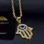 Lee Island Fashion 24K Gold Plated Simmulated Diamond CZ Fully 3D Blue Evil Eye Beads Fatima Hamsa Hand Egyptian Protection Pendant Stainless Steel Necklace, 24 Inch Chain Jewelry Lee Island Fashion 24K Gold Plated Simmulated Diamond CZ Fully 3D Blue Evil Eye Beads Fatima Hamsa Hand Egyptian Protection Pendant Stainless Steel Necklace, 24 Inch Chain Jewelry