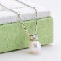 Pearl Necklace Single Freshwater White Pearl Pendant Bar Necklace with Silver Chain Jewelry Gifts for Women Girls
