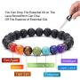TASBERN Lava Rock Bracelet 7 Chakras Beaded Aromatherapy Essential Oil Diffuser Bracelet Natural Stone Yoga Beads Bracelet Adjustable