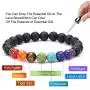 TASBERN Lava Rock Bracelet 7 Chakras Beaded Aromatherapy Essential Oil Diffuser Bracelet Natural Stone Yoga Beads Bracelet Adjustable