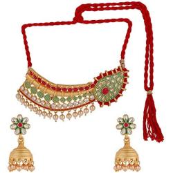 Efulgenz Indian Bollywood Traditional Kundan Pearl Wedding Choker Necklace Earrings Jewelry Set