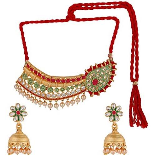 Efulgenz Indian Bollywood Traditional Kundan Pearl Wedding Choker Necklace Earrings Jewelry Set