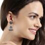 Efulgenz Indian Vintage Retro Ethnic Gypsy Oxidized Silver Tone Boho Jhumka Jhumki Dangle Earrings with Stud for Girls and Women Love Gift