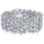 Bling Jewelry Bridal Wide Cubic Zirconia AAA CZ Fashion Statement Cluster Bracelet for Women for Prom Pageant Silver Plated Brass