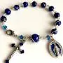 elegantmedical CATHOLIC Silver Wire Wraped Lapis lazul BEAD BRACELET ROSARY CROSS elegantmedical CATHOLIC Silver Wire Wraped Lapis lazul BEAD BRACELET ROSARY CROSS