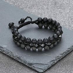 Jovivi Beads Chakra Bracelet Tigers Eye Gemstone Black Onyx Obsidian Lava Rock Stone Essential Oil Diffuser Bracelet Natural Energy Yoga Healing Crystals Bracelet Adjustble for Women Men