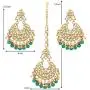 Aheli Ethnic Wedding Kundan Pearl Earrings Maang Tikka Set Indian Traditional Jewelry for Women Aheli Ethnic Wedding Kundan Pearl Earrings Maang Tikka Set Indian Traditional Jewelry for Women