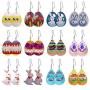 XGALBLA 12 Pairs Leather Earrings for Women Girls Party, Lightweight Teardrop Faux Leather Earrings, Easter Egg Print Drop Earrings Set Easter Day Gift