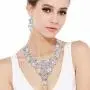 EVER FAITH Womens Austrian Crystal Elegant Flower Teardrop Necklace Earrings Set for Bride, Bridesmaid