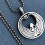 ISIS Egyptian Jewelry Goddess Pagan Wicca Magic Pewter Unisex Mens Pendant Necklace Protection Amulet Wealth Money Lucky Charm Safe Travel Talisman Prosperity Longevity Medaillion Silver Ball Chain