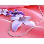 Alilang Silvery Tone Pink Rhinestones Purple Hawaiian Flower Necklace Earrings Set