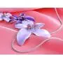 Alilang Silvery Tone Pink Rhinestones Purple Hawaiian Flower Necklace Earrings Set Alilang Silvery Tone Pink Rhinestones Purple Hawaiian Flower Necklace Earrings Set