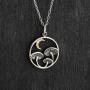 Sterling Silver Magical Mushroom Charm Necklace with Bronze Crescent Moon, 18'' Cable Chain