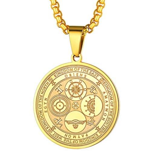 FaithHeart Archangels Sigil Talisman Necklace, Stainelss Steel The Sigil of Michael/Gabriel/Raphael/CAMAEL/ZADKIEL/ANAEL/CASSIEL Amulet Medal Pendant Jewelry for Women Men, Personalized Custom