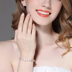 BAMOER Classic Luxury Rose Gold Plated Bracelet with Sparkling Cubic Zirconia Stones for Women Gift for Her