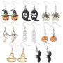 Starain 8 Pairs Halloween Earrings Women Fun Pumpkin Cobweb Spider Earrings Halloween Jewelry Set