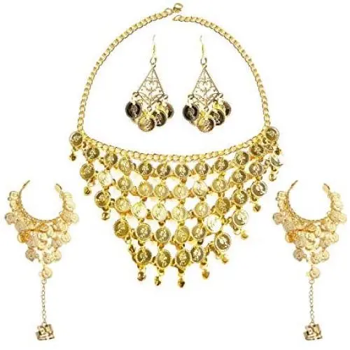 3 Pcs Belly Dance Gold Coins Necklace and Earrings Bracelets Gypsy Jewelry Coin Bracelet Hand Decoration Wrist Bangle Ring Hand Decoration Wrist Bangle Ring with a Stylus(Gold) 3 Pcs Belly Dance Gold Coins Necklace and Earrings Bracelets Gypsy Jewelry Coin Bracelet Hand Decoration Wrist Bangle Ring Hand Decoration Wrist Bangle Ring with a Stylus(Gold)