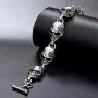 Mens Handmade Vintage Gothic Skull Link Bracelets, Metal Stainless Steel Valentine Birthday Gifts for He