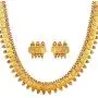 Aheli Wedding Wear Gold Tone Goddess Engraved on Coin Long Necklace Set South Indian Traditional Bollywood Fashion Jewelry Set for Women