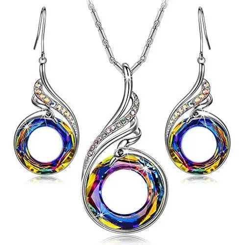 Kate Lynn Jewelry Set for Women Phoenix Pendant Necklace Dangle Earrings Crystals from Austria Gifts for Mom Wife Friend Female with Jewelry Box, Soft Cloth Kate Lynn Jewelry Set for Women Phoenix Pendant Necklace Dangle Earrings Crystals from Austria Gifts for Mom Wife Friend Female with Jewelry Box, Soft Cloth