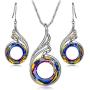 Kate Lynn Jewelry Set for Women Phoenix Pendant Necklace Dangle Earrings Crystals from Austria Gifts for Mom Wife Friend Female with Jewelry Box, Soft Cloth