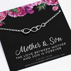 A Charmed Impression Mother Son Bracelet • Gifts for Mom Gift • 2 Connected Infinity Charm Bracelet • Two Interlocking Infinity Double Circles • Infinite Love • Mothers Day Jewelry Birthday Gift