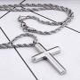 Molike Simple Stainless Steel Cross Pendant Necklace Men Women, 20-24 Inch Twist Rope Chain