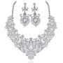 STUNNING CLEAR AUSTRIAN RHINESTONE CRYSTAL NECKLACE EARRINGS SET N12187 SILVER