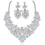 STUNNING CLEAR AUSTRIAN RHINESTONE CRYSTAL NECKLACE EARRINGS SET N12187 SILVER STUNNING CLEAR AUSTRIAN RHINESTONE CRYSTAL NECKLACE EARRINGS SET N12187 SILVER