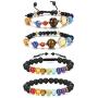 Finrezio 4 Pcs Bead Bracelets for Women Men Solar System & Chakra Stone Diffuser Bracelets Set Aromatherapy Yoga Bracelet 8MM Beaded