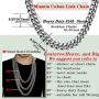 ROWIN&CO Large Heavy Men Silver 316L Stainless Steel Miami Cuban Link Chain Curb Necklace Hip hop Jewelry Choker Chain, 15mm Width/ 18-35 inch Lengths, Great Gifts to Families and Friends, (with Gift Box)