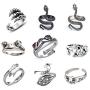 9 Pcs Vintage Frog Open Rings Set Knuckle Stacking Ring Snake Cat Animal Ring Boho Hug Finger Rings for Women Men Girls