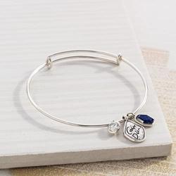 Silpada Carpe Diem Natural Lapis Adjustable Bangle Bracelet with Crystals in Sterling Silver, 7.75''
