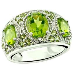 RB Gems Sterling Silver 925 Ring Genuine Gems 5 Carats with Rhodium-Plated Finish, 3-Stone-Style