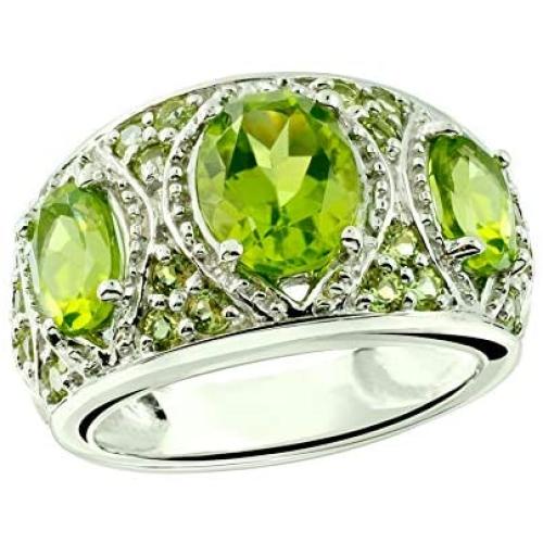 RB Gems Sterling Silver 925 Ring Genuine Gems 5 Carats with Rhodium-Plated Finish, 3-Stone-Style