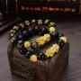 CARSHIER 8PCS Feng Shui Good Luck Bracelets for Men Women Obsidian Bead Chinese Dragon Lucky Charm Bracelet Pixiu Pi Yao Attract Wealth Money Feng Shui Jewelry Adjustable Elastic