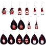 8 Pairs Christmas Santa Claus Plaid Earrings Set Plaid Gnome Teardrop Earrings Lightweight Faux Leather Xmas Dangle Earrings for Women Girls Jewelry(A)
