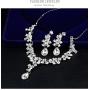 PQDAYSUN Bridal Rhinestone Crystal Chain Necklace Ring Jewelry Set bEarrings Jewelry Set Gifts fit with Wedding Dress for Wedding Party JEW002(White)