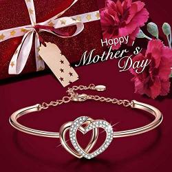J.NINA ✦Guardian of Love✦ Bracelet Gifts for Women Charming Heart Bracelets Gifts Rose Gold Plated with Crystals Romantic Gift for Her