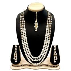 Aheli Classy Bollywood Party Wedding Necklace and Earrings with Maang Tikka Set Indian Traditional Ethnic Festive Jewelry for Women