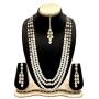 Aheli Classy Bollywood Party Wedding Necklace and Earrings with Maang Tikka Set Indian Traditional Ethnic Festive Jewelry for Women